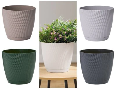 Blumentopf Übertopf Rund Pflanztopf mit Untersetzer 5 Farben 6 Größen SET  - Bild 1 von 3