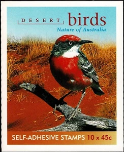 Folleto de estampillas Desert Birds Australia 2001 código de barras filatélico. - Imagen 1 de 3