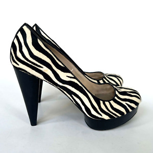 Michael Kors Black White Zebra Calf Hair Pump 4.5” High Heels Womens 7.5M