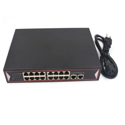 POE Switch 16 port 10/100Mbps and 2 port Gigbit Uplink 48V for POE IP Cameras - Image 1 of 4