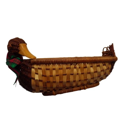 Wicker Duck Basket Rattan Vintage Woven Cottage Farmhouse Cabin Cover