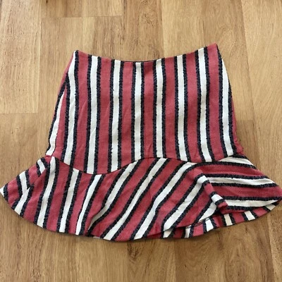 Saia plissada listrada azul e vermelha branca Forever 21 tamanho P - Imagem 1 de 4