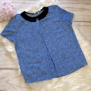 Peter Pan Collar Inverted Pleat Women's Chiffon Top Size Medium - Picture 1 of 6