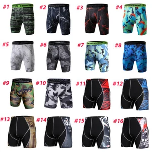 Herren elastische Fitnessshorts Sportbekleidung Strumpfhose Kompression Tarnung Unterwäsche - Bild 1 von 46
