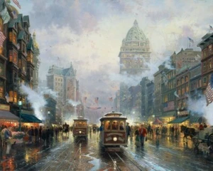Thomas Kinkade framed A/P  SF MARKET STREET 20x24 Canvas COA Low cost - Picture 1 of 2