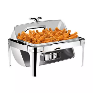 9QT Roll Top Chafing Dish Buffet Set Stainless Steel with Fuel Holder for Party - Picture 1 of 11