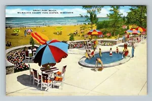 Milwaukee WI-Wisconsin, County Park System, Grant Park Beach Vintage Postkarte - Bild 1 von 2