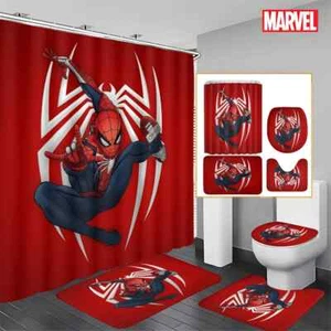 Marvel Spiderman Bathroom, Shower Curtain, Non-Slip Bathroom Rug - Picture 1 of 12
