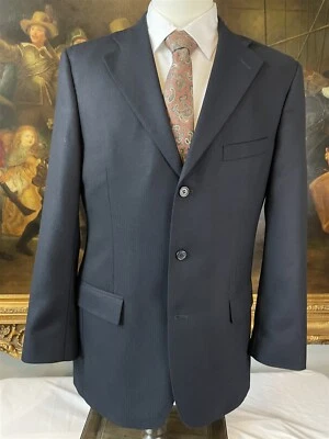 Harold Powell 40L Bespoke Black Smooth Herringbone Wool 3Btn Blazer Jacket - Image 1 of 4