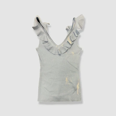 Camiseta sin mangas Zimmermann para mujer azul con volantes y cuello en V talla 3 Foto 1 de 4