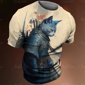Japan Samurai Katze Grafik T-Shirts cool klassisch Kunst Stil Herren und Damen - Bild 1 von 44