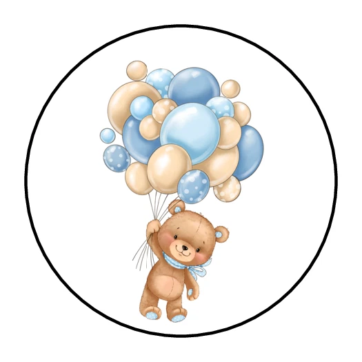 30 PEGATINAS DE OSO DE PELUCHE Y GLOBOS BABY SHOWER SOBRE SELLOS ETIQUETAS 1.5" Azul Foto 1 de 1