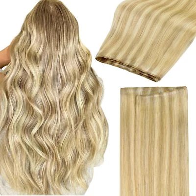 40cm - 75cm Remy Echthaar tressen Haarverlängerung Extensions weft schwarz blond - Bild 1 von 4