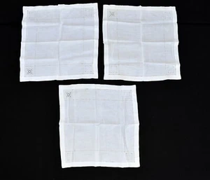 Juego De Colección De 3 Servilletas De Lino Blanco Bordado Con Corte Geométrico 14" - Imagen 1 de 6