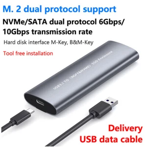 M.2 NVME NGFF Dual Protocol SSD USB Type C 10Gbps Enclosure Hard Disk HDD Box-* - Photo 1/15