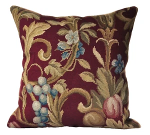 Funda de almohada hecha a medida en Canadá punta de aguja frutas cojín borgoña 22x22 - Imagen 1 de 14