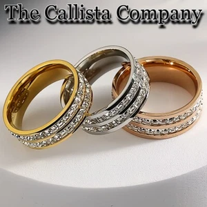 27K+ Sold LAB-CREATED SQ CUT CLEAR 3A+ CZ CLASSIC 8MM ETERNITY BAND SZ 5-9 - Picture 1 of 1