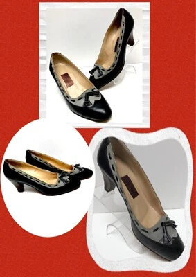 AMALFI By RANGONI Womens Black & Gray ALL Leather Size 6 Tassels Pumps  ITALY - Image 1 of 4