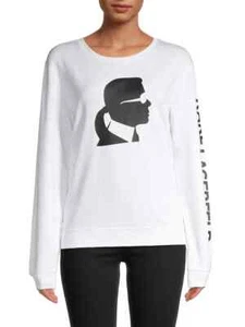Karl Lagerfeld Paris Silhouette Grafik Sweatshirt weiß S M XL UVP 70 $ - Bild 1 von 3