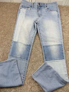 AMERICAN EAGLE SKINNY Distressed Patchwork BOHO Hipster Style Hippie Jeans sz 8 - Picture 1 of 7
