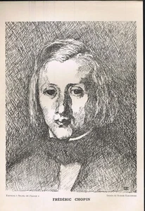 Frédéric CHOPIN dessin 170 x 220 mm de Roman KARASINSKI Éditions du Soleil 1945 - Picture 1 of 1