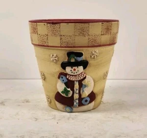 Fioriera pupazzo di neve in ceramica natalizia vaso di fiori (9C1) - Foto 1 di 5