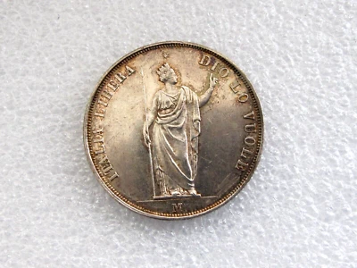 1848 ITALIAN STATES LOMBARDY-VENETIA 5 Lire Silver Coin Crown Milan XF - Image 1 of 4