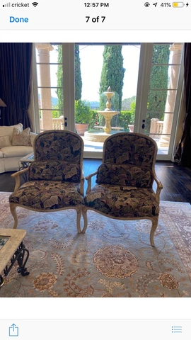 A Pair Of 1990’s French Wood And Fabric Chairs Cover
