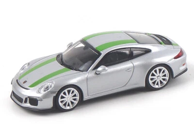 Porsche 911 (991) R. Gt-Silber/Striscie Decorative Verde MINICHAMPS 1:87 - Immagine 1 di 2