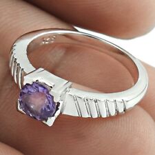 Gift For Her Natural Amethyst Solitaire Ethnic Ring Size 7 925 Silver M24