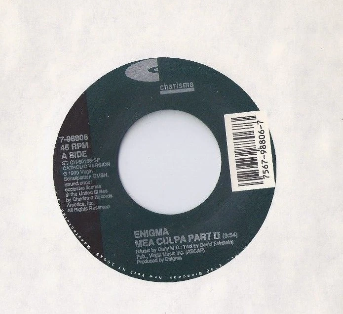 ENIGMA Mea Culpa Part II  45 RECORD 1990 NEAR MINT  - Image 1 of 1