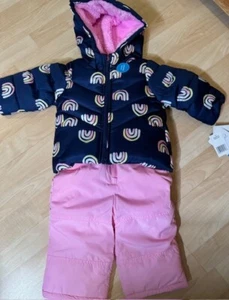 Traje de nieve Carter's para niños pequeños 2 piezas arco iris azul y rosa en 12 meses - Imagen 1 de 12