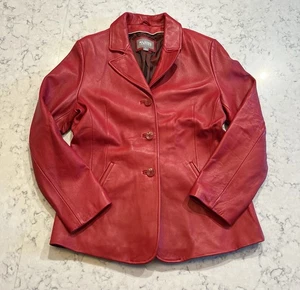 Wilsons Leder Rot Echtleder Blazer Jacke Damen Größe L - Bild 1 von 4
