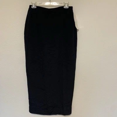 Falda larga negra de seda Caroline Rose con abertura en la espalda.  Pequeño. Nuevo con etiquetas.  Forrado Foto 1 de 4