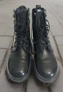 Blundstone 2219 Polished Black Brush Lace Up Gore Boots  AU5 US 8 W/6M No Insert - Picture 1 of 14