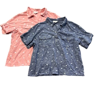 Lote de 2 polos florales Coral Bay para mujer PXL azul y rosa manga corta Foto 1 de 4