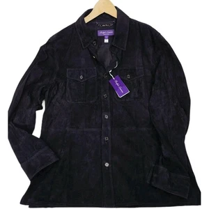 $ 2.495 Neu mit Etikett Ralph Lauren Purple-Label Wildleder Overshirt Herren LARGE Hemd schwarz - Bild 1 von 10