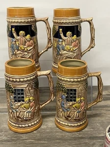 SET of 4 vintage beer stein mugs , German style, Made in Japan - Picture 1 of 10