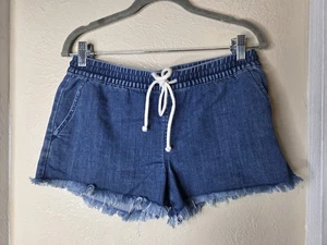 Aerie Cut-Off Denim Shorts Women's Size Small Elastic Drawstring Jean Pull On - Picture 1 of 4