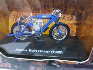 New Ray Indian Twin Racer 1908 Motorcycle Authentic Model Scale 1:32 Blue In Box - Picture 1 of 17