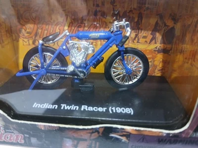 New Ray Indian Twin Racer 1908 Motorcycle Authentic Model Scale 1:32 Blue In Box - Image 1 of 4