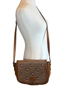 Disney Mickey Mouse Brown Crossbody Bag Purse Gucci-inspired Print Cute Dupe - Picture 1 of 7