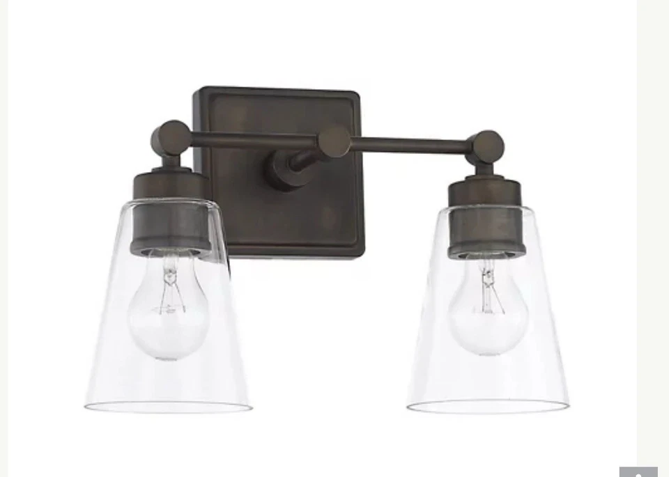 Luz de tocador de vidrio cónico Capital Lighting 1218210B-432 Rory bronce antiguo Foto 1 de 4