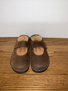 FINN COMFORT Stanford Mary Jane Brown Leather Clogs Mules Slip-on Shoes 36 D - Picture 1 of 9