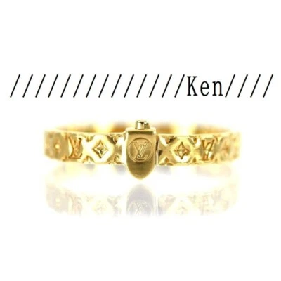 LOUIS VUITTON Brazalete AUTÉNTICO LV Latón Rígido Almohada Monograma DORE F/S Dorado Foto 1 de 4