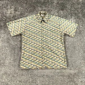 Vintage Pierre Cardin Shirt Mens Medium M Beige Geometric All Over Print 90s Art - Picture 1 of 10