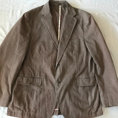 JAQUETA BLAZER ESPORTIVA MASCULINA ITALIANA DE ALGODÃO BALMAIN PARIS TAMANHO 54 EU 42 EUA MARROM FINA - Imagem 1 de 4