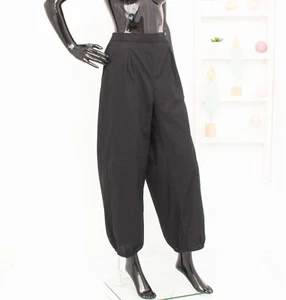 GUDRUN SJODEN Pantalones de Algodón Negro Pierna Ancha Globo Pantalones Cintura Elástica L Nuevo - Imagen 1 de 11
