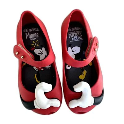 Mini Sandália Melissa Ultragirl Disney Plana Criança tamanho 8 Mary Jane Sapato Vermelho Mickey - Imagem 1 de 4