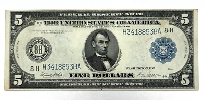 1914 $5 Federal Reserve Note - Image 1 of 2